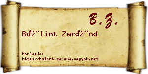 Bálint Zaránd névjegykártya